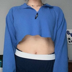 cropped quarter zip sweatshirt